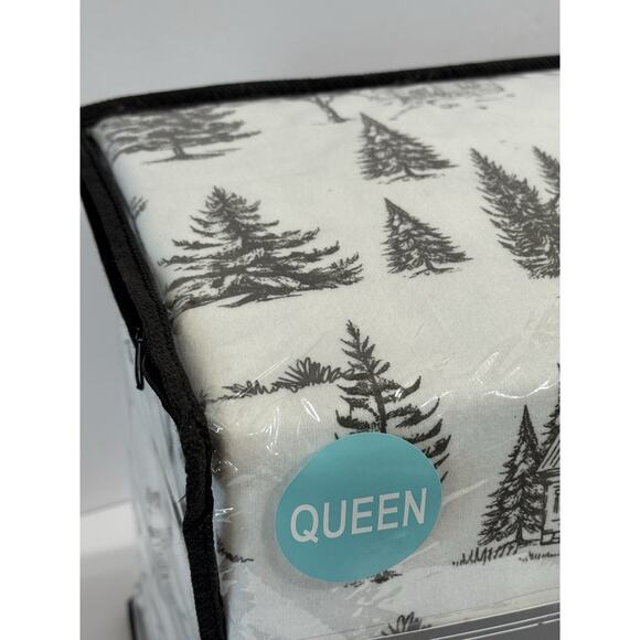 Beekman Home Christmas Tree Cabin Turkish Flannel Sheet Set QUEEN - Picture 11 of 11